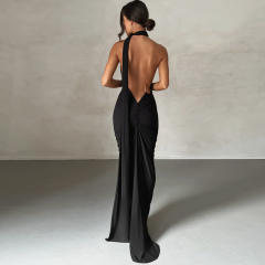 Sexy plain color bodycon maxi dress