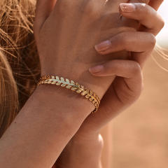 18KG copper leaf desing cuff bangle