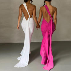 Sexy plain color bodycon maxi dress