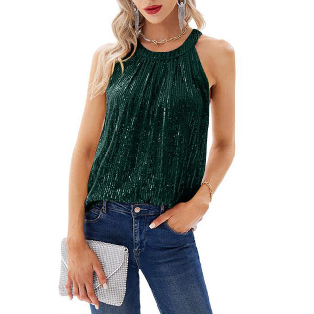 Summer personality gliter sequins sleeveless tops
