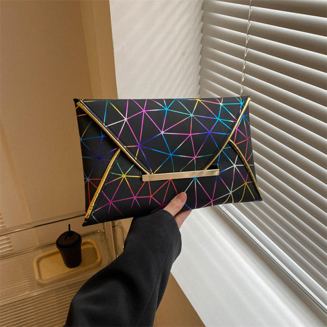 Pop geometric line women clutch bag