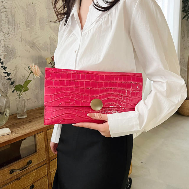 PU leather stone pattern women clutch bag