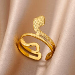 18KG concise snake heart stainless steel rings