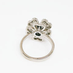 Delicate rotatable diamond clover copper fidget rings