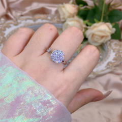 Delicate diamond flower clover copper rotatable fidget rings