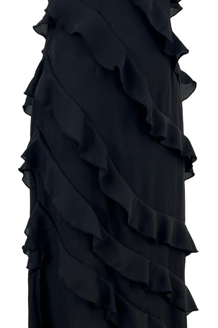 Hot sale plain color chiffon ruffle camisole maxi dress