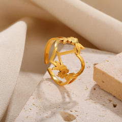 Unique initial letter heart stainless steel rings