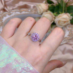 Delicate diamond flower clover copper rotatable fidget rings
