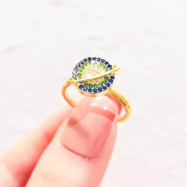 Delicate color diamond star rotatable copper fidget rings