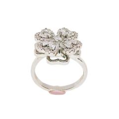 Delicate rotatable diamond clover copper fidget rings