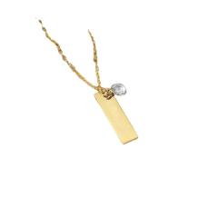 Personality stainless steel bar stamped necklace with birthstone