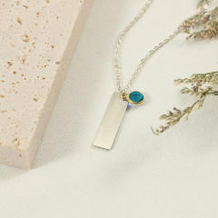 Personality stainless steel bar stamped necklace with birthstone