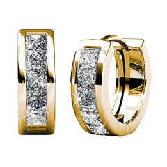 Concise cubic zircon diamond copper huggie earrings