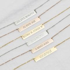 Simple stainless steel bar stamp necklace