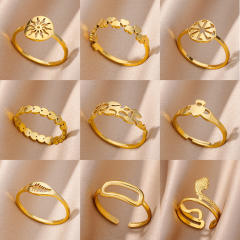 18KG concise snake heart stainless steel rings