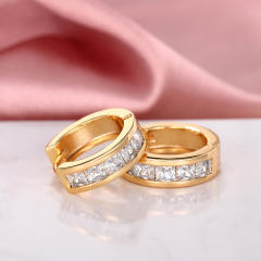 Concise cubic zircon diamond copper huggie earrings