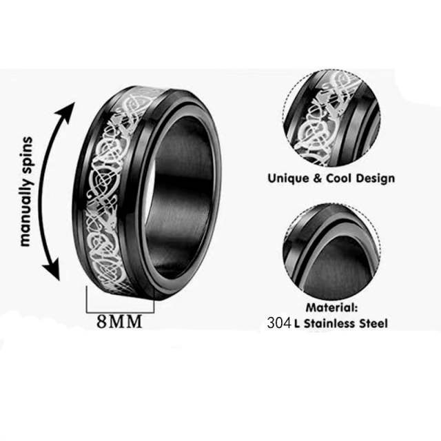 Black color stainless steel fidget rings for men