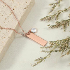 Personality stainless steel bar stamped necklace with birthstone