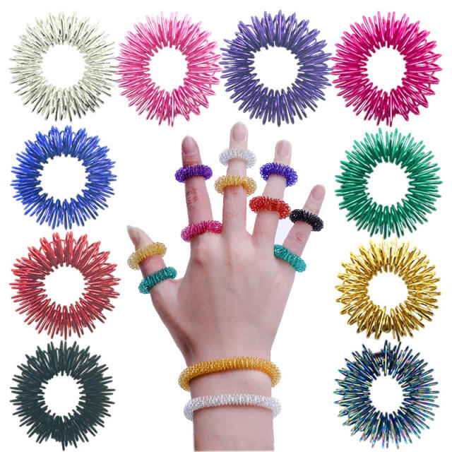 Amazon hot sale colorful spring fidget rings