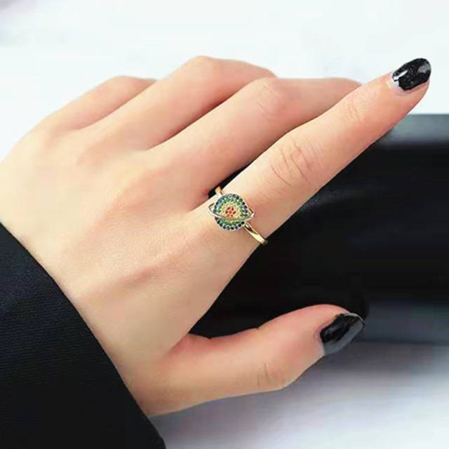 Delicate color diamond star rotatable copper fidget rings