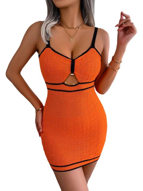 Sexy plain color knitted camisole bodycon dress