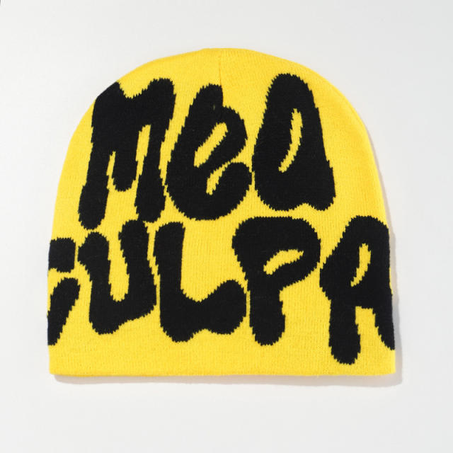 Korean fashion letter pattern knitted beanie
