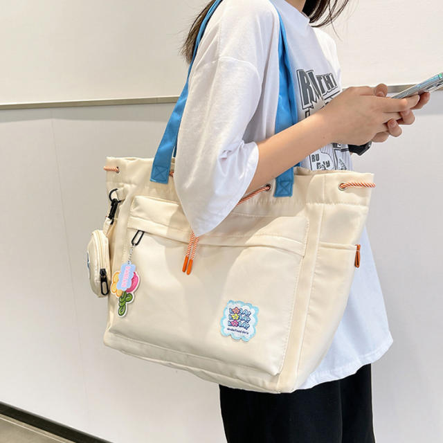 Korean fashion plain color nylon tote bag school bag