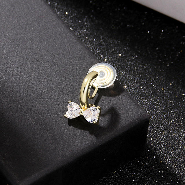 Korean fashion cubic zircon bow cute clip on earrings(1pcs price)