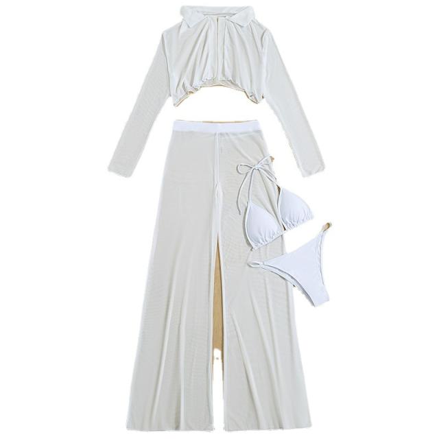 Sexy white color bikini cover up set