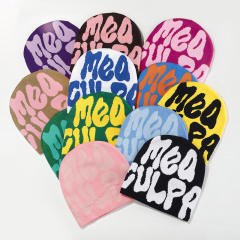 Korean fashion letter pattern knitted beanie