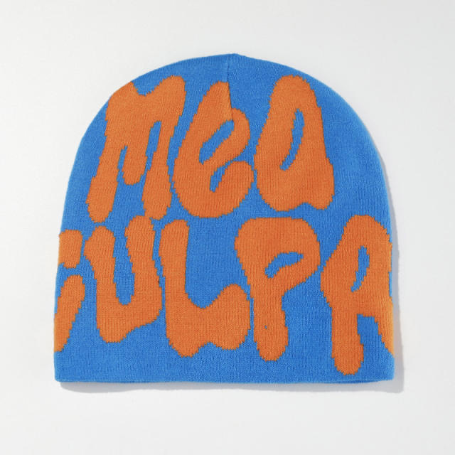 Korean fashion letter pattern knitted beanie