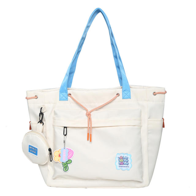 Korean fashion plain color nylon tote bag school bag