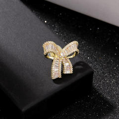 Diamond bow copper clip on earrings(1pcs price)