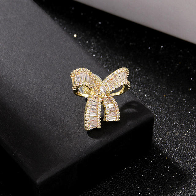 Diamond bow copper clip on earrings(1pcs price)