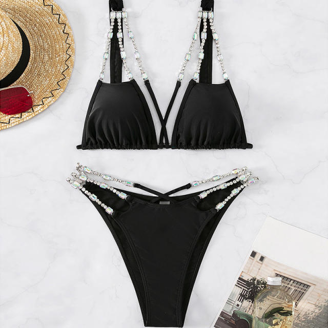 Sexy black color diamond bikini swimsuit
