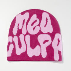 Korean fashion letter pattern knitted beanie