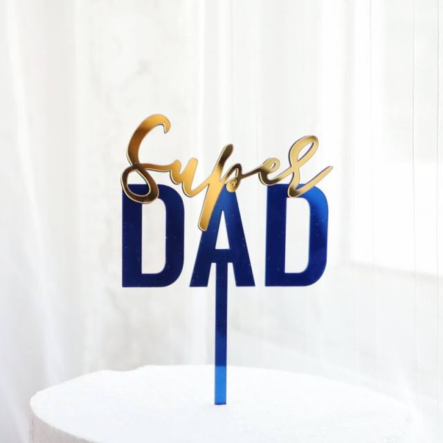 Father's day gold color acrylic cake toppers