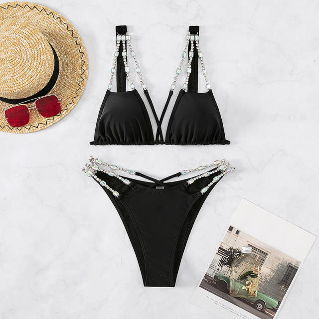 Sexy black color diamond bikini swimsuit