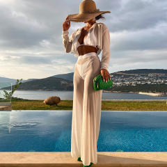 Sexy white color bikini cover up set