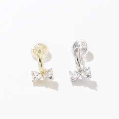 Korean fashion cubic zircon bow cute clip on earrings(1pcs price)