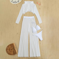 Sexy white color bikini cover up set
