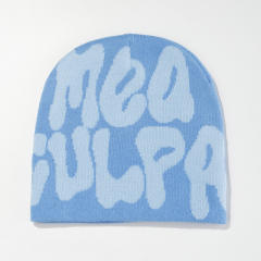 Korean fashion letter pattern knitted beanie