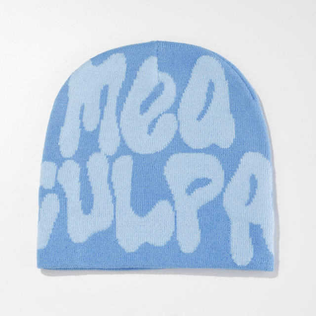 Korean fashion letter pattern knitted beanie