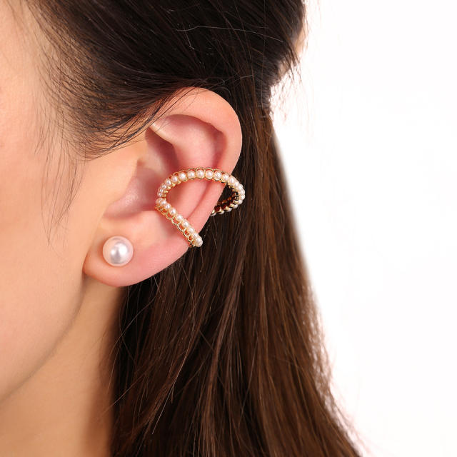 Personality pearl bead copper ear cuff(1pcs price)
