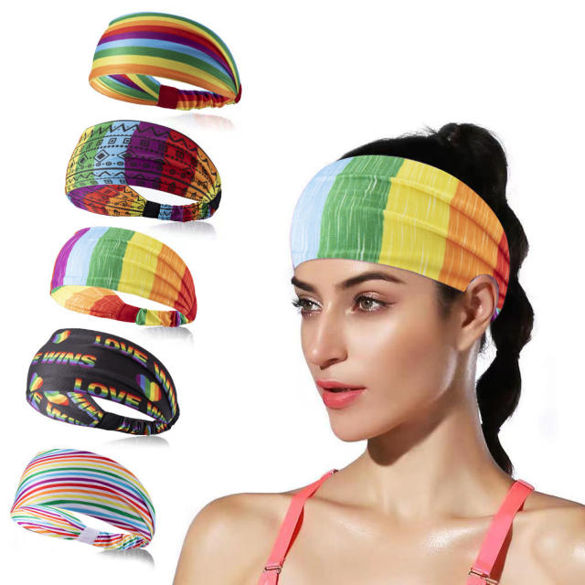 Hot sale rainbow pattern sports headband