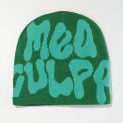 Korean fashion letter pattern knitted beanie