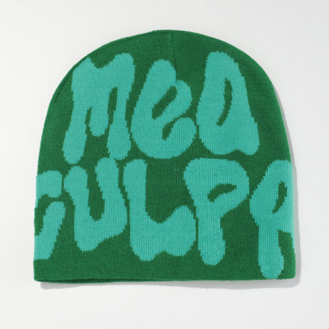 Korean fashion letter pattern knitted beanie
