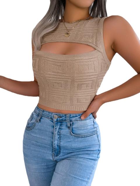 INS sleeveless sexy knitted cropped tops