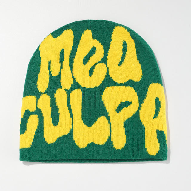 Korean fashion letter pattern knitted beanie