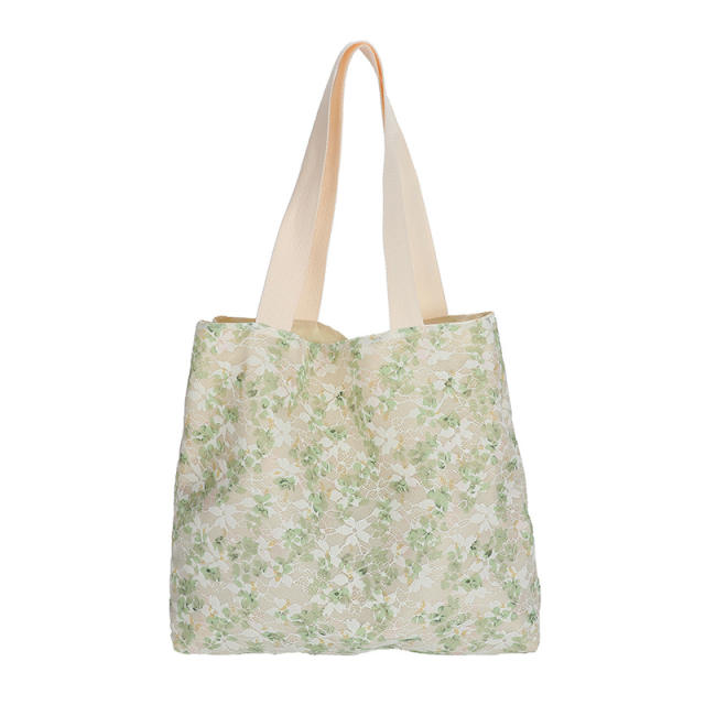 Korean fashion floral pattern canvas tote bag